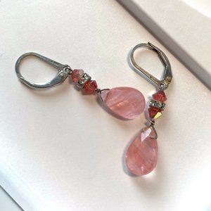 Pink Swarovski Crystal Earrings